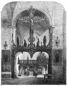 "Interior of the Dom, Lübeck", by Samuel Read, in the exhibition of the Society of..., 1862. Creator: Mason Jackson