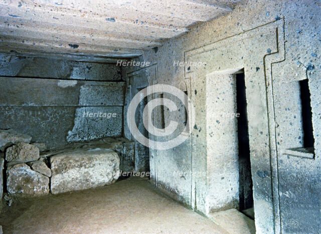 Interior of the Etruscan tomb of the capitals.