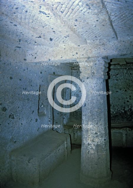 Interior of the Etruscan tomb of the capitals.