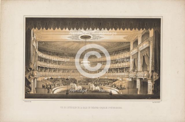 Interior of the Equestrian Circus Theatre in Saint Petersburg, 1850. Creator: Premazzi, Ludwig (Luigi) (1814-1891).