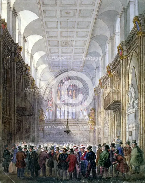 Interior of the Guildhall, City of London, 1838.                                       Artist: C Matthews