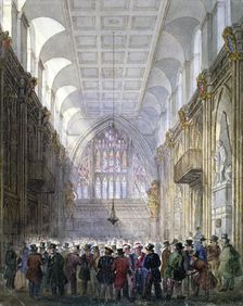 Interior of the Guildhall, City of London, 1838. Artist: C Matthews