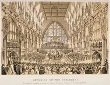 Interior of the Guildhall, City of London, 1855. Artist: Anon