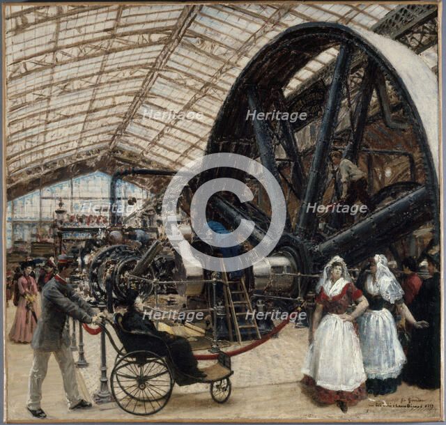 Interior of the Gallery of Machines at the 1889 Universal Exhibition, 1889. Creator: Louis Beroud.