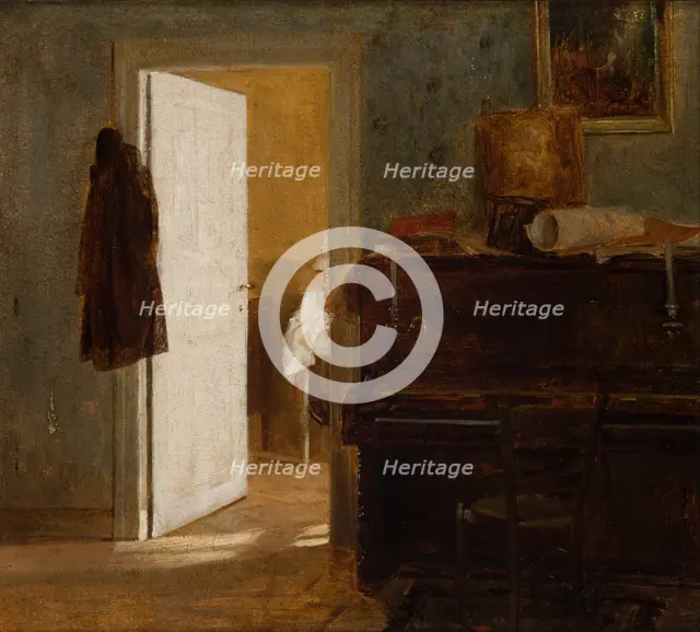 Interior of the Gierymskis' Flat in Munich, before 1874. Creator: Aleksander Gierymski.