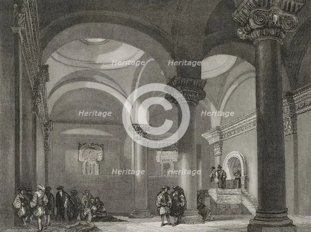 Interior of the Golden Gate, the oldest entrance to the walls of the Old City, Jerusalem, 1840. Creator: Émile Rouargue.