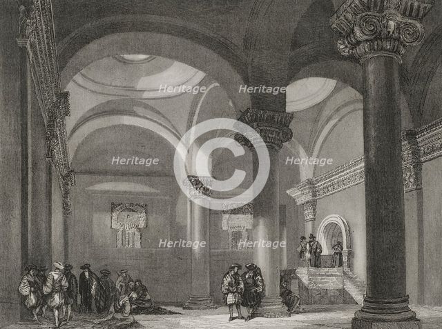Interior of the Golden Gate, the oldest entrance to the walls of the Old City, Jerusalem, 1840. Creator: Émile Rouargue.