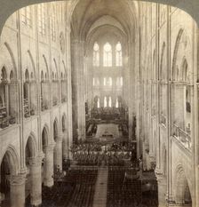 Interior of the great Notre Dame Cathedral, Paris, France 1900. Creator: Underwood & Underwood