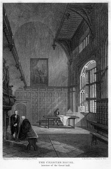 Interior of the Great Hall, Charterhouse, London, 1815.Artist: J Lewis
