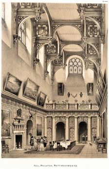 Interior of the Great Hall, Wollaton Hall, Nottingham, Nottinghamshire, 1841. Creator: Joseph Nash