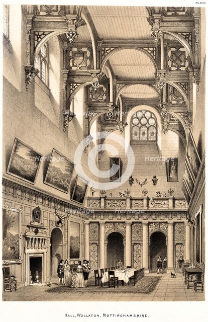 Interior of the Great Hall, Wollaton Hall, Nottingham, Nottinghamshire, 1841. Creator: Joseph Nash.