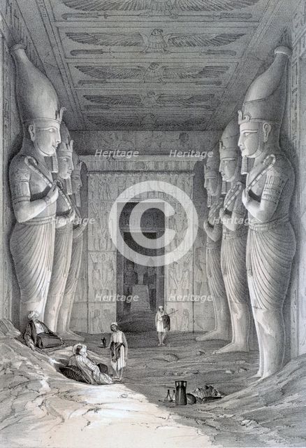 'Interior of the Great Temple, Abu Simbel', 19th century. Artist: George Moore