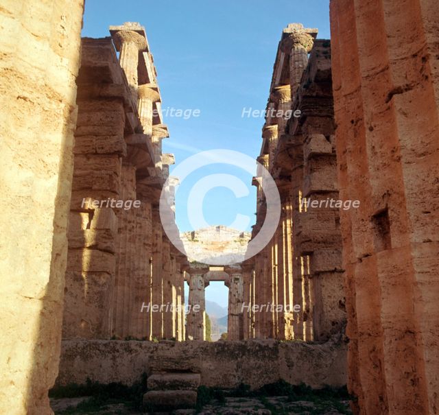 Interior of the Greek so-called temple of Neptune in Paestum, 5th century. Artist: Unknown