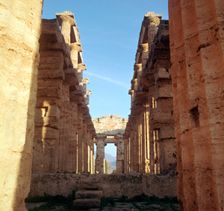 Interior of the Greek so-called temple of Neptune in Paestum, 5th century