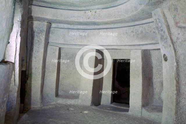 Interior of the Hypogeum of Hal Saflieni on Malta. Artist: Unknown