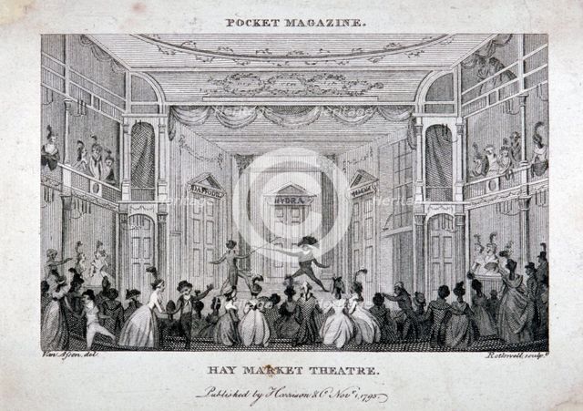 Interior of the Haymarket Theatre, London, 1795.                                                     Artist: Thomas Rothwell