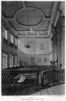 Interior of the Heralds College, London, 1815.Artist: Lewis