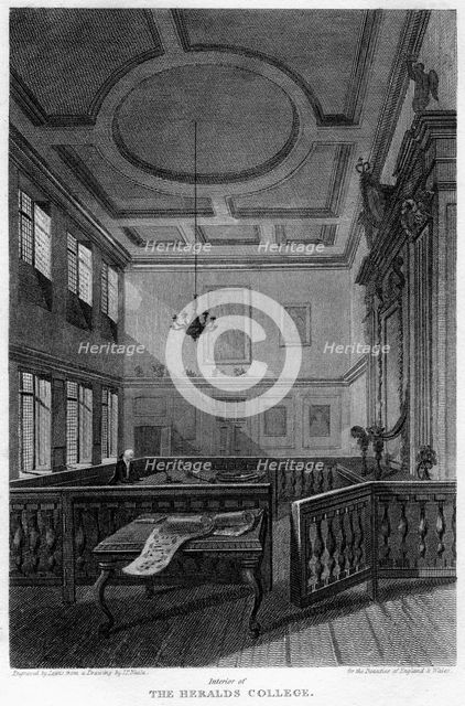 Interior of the Heralds' College, London, 1815.Artist: Lewis