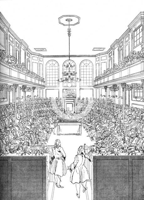 Interior of the House of Commons in 1742 (1905). Artist: Unknown.