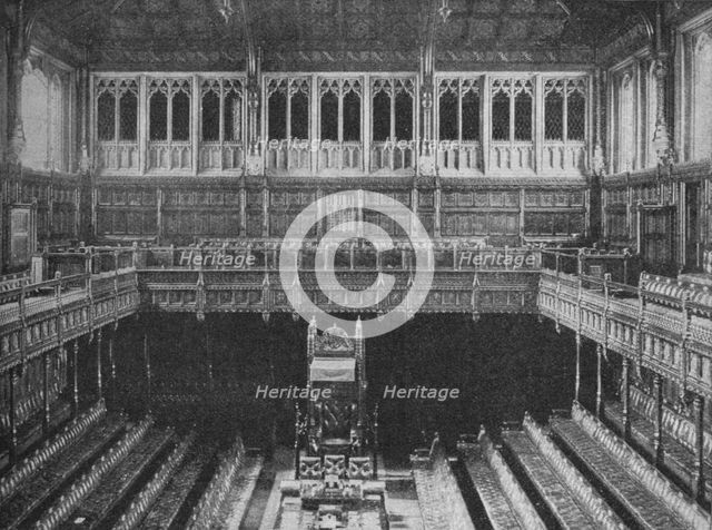 Interior of the House of Commons, Westminster, looking towards the Speaker's Chair, 1909. Artist: Unknown.