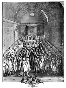 Interior of the House of Lords, Westminster, in 1742, (c1902-1905).Artist: John Pine