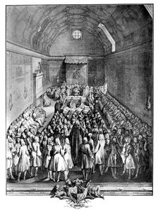 Interior of the House of Lords, Westminster, in 1742, (c1902-1905).Artist: John Pine