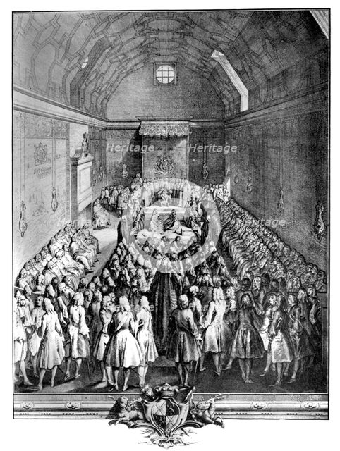 Interior of the House of Lords, Westminster, in 1742, (c1902-1905).Artist: John Pine