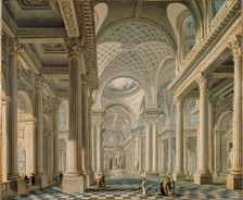 Interior of the L'église de la Madeleine after the design of the architect Pierre..., c.1763. Creator: Demachy, Pierre-Antoine (1723-1807)