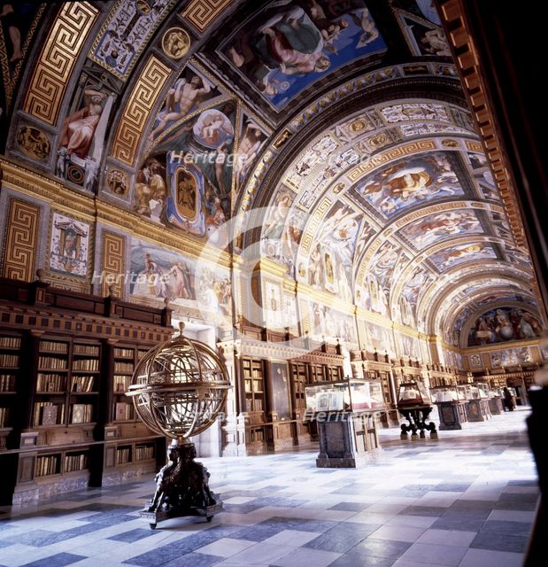 Interior of the Library of the Monastery of San Lorenzo de El Escorial.