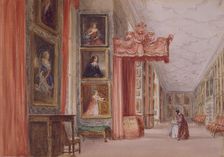 Interior of the Long Gallery, Hardwick Hall, Derbyshire, 1838. Creator: David Cox the Elder