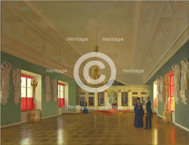 Interior of the Palace Church of St. Alexander Nevsky, Anichkov Palace, Saint Petersburg, 1850. Creator: Tutukin, Pyotr Vasilyevich (1819-1900).