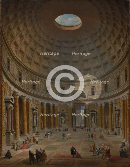 Interior of the Pantheon, Rome, 1747. Creator: Giovanni Paolo Panini (Italian, 1691-1765).