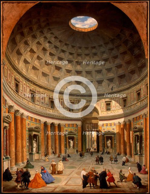 Interior of the Pantheon, Rome. Artist: Panini, Giovanni Paolo (1691-1765)