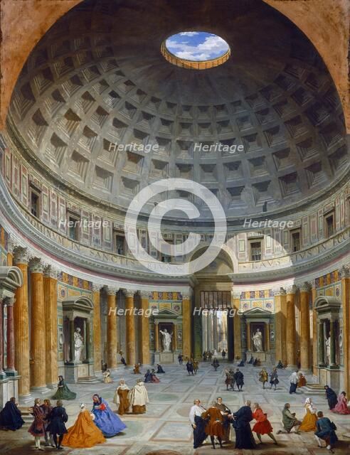 Interior of the Pantheon, Rome, c. 1734. Creator: Giovanni Paolo Panini.