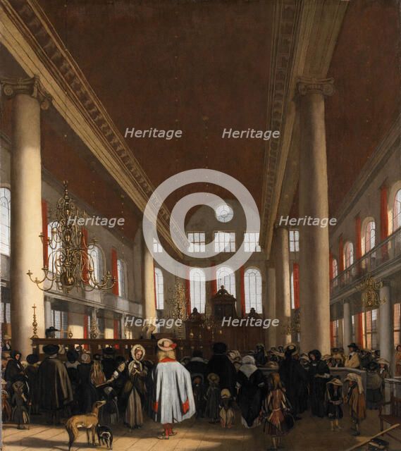 Interior of the Portuguese Synagogue in Amsterdam. Artist: Witte, Emanuel, de (1616/17-1692)