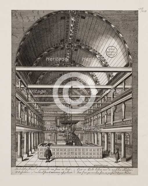 Interior of the Portuguese Synagogue in Amsterdam. Artist: Veenhuysen, Jan (active 1656-1685)