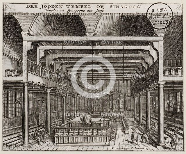 Interior of the Portuguese Synagogue in Amsterdam. Artist: Veenhuysen, Jan (active 1656-1685)