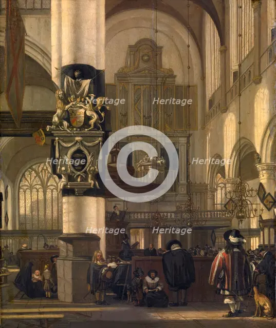 Interior of the Protestant Church, mid-late 17th century. Creator: Emanuel de Witte.