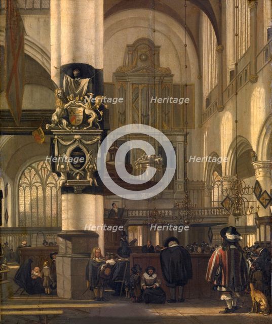 Interior of the Protestant Church, mid-late 17th century. Creator: Emanuel de Witte.