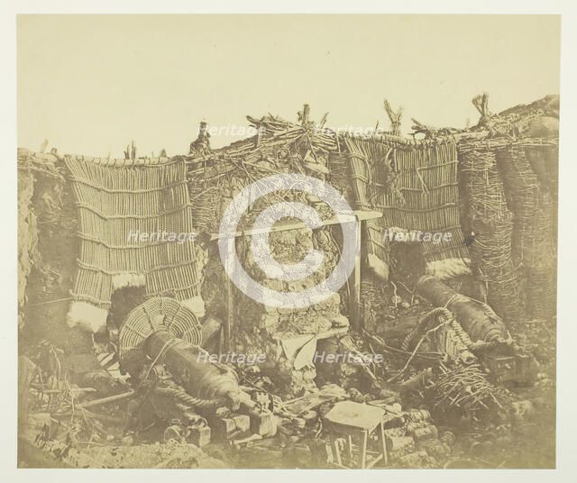 Interior of the (Russian) Barrack Battery, Showing Mantelets, 1855. Creator: James Robertson.