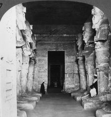 Interior of the rock-hewn temple of Abu Simbel, Egypt 1905.Artist: Underwood & Underwood