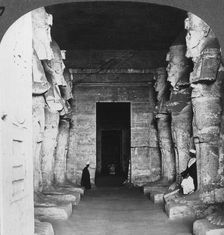 Interior of the rock-hewn temple of Abu Simbel, Egypt 1905.Artist: Underwood & Underwood