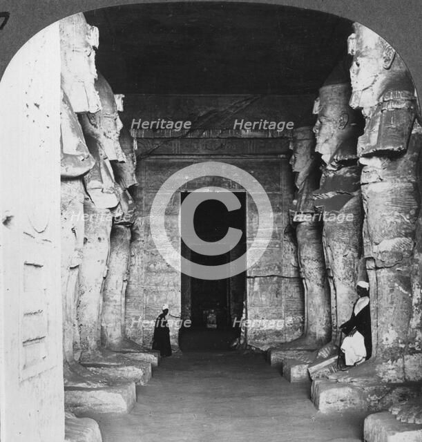 'Interior of the rock-hewn temple of Abu Simbel, Egypt', 1905.Artist: Underwood & Underwood