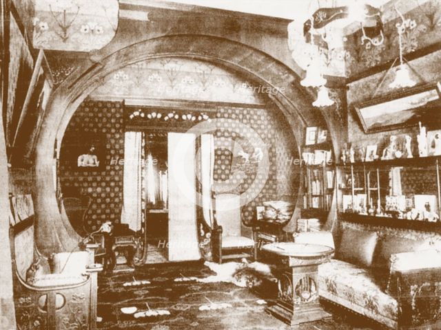 Interior of the study in the villa "Black Swan" of Nikolai Pavlovich Ryabushinsky, 1910s.