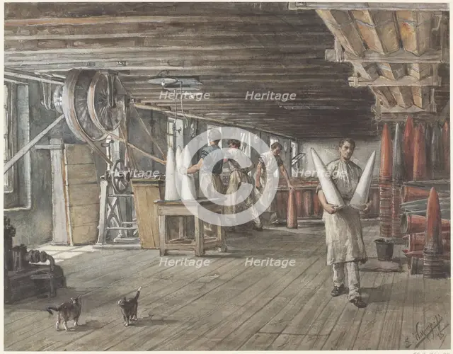 Interior of the sugar factory of the Vom Rath company, 1885. Creator: Ernst Witkamp.