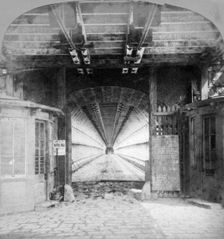 Interior of the suspension bridge, Niagara Falls, Canada, early 20th century
