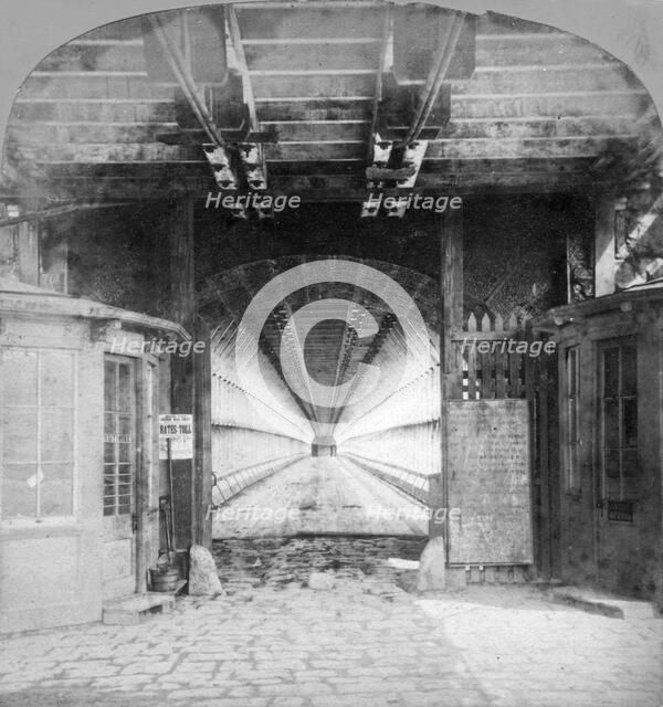 Interior of the suspension bridge, Niagara Falls, Canada, early 20th century. Artist: Unknown
