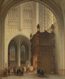 Interior of the Saint Peter’s Church in Louvain, 1846. Creator: Jules Victor Genisson