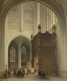 Interior of the Saint Peter’s Church in Louvain, 1846. Creator: Jules Victor Genisson