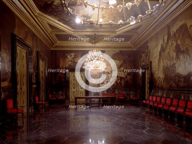 Interior of the 'Saló de les Cròniques' in the city council of Barcelona, designed by Josep Maria…